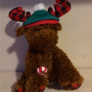 Brown Plush Moose with Red and Green Hat - BUILD-A-BEAR